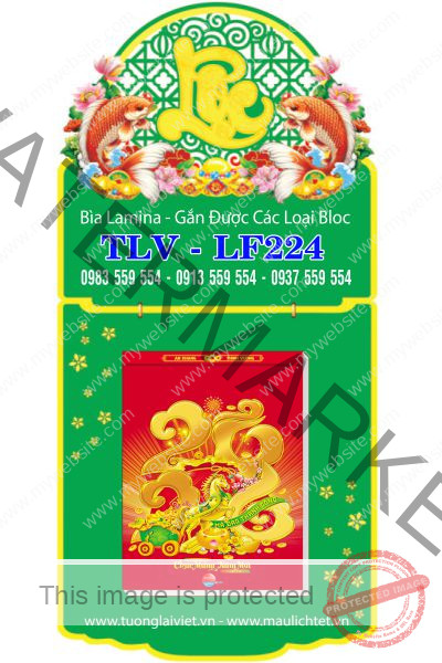 Lịch bloc laminate Khánh Treo Xanh Lá