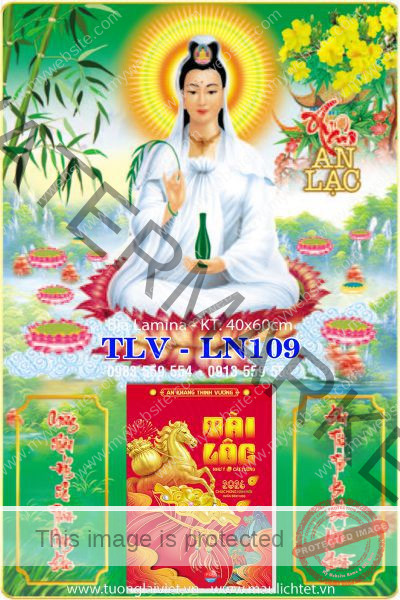 Lịch gỗ laminate Phật Quan Âm